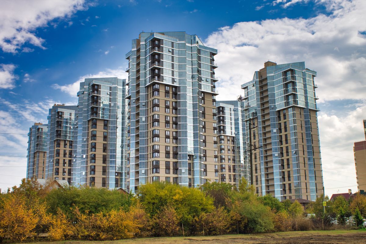 Modern residential high-rise towers under construction in the Dominican Republic